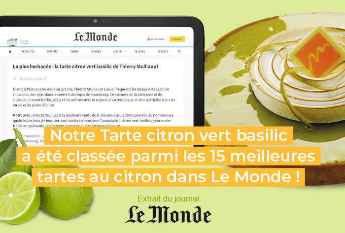 Tarte au citron vert basilic dans Le Monde